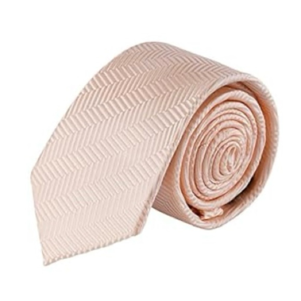 Jacob Alexander Peach Woven Herringbone Neck Tie Microfiber 48 x 2.25 New